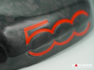 FIAT 500 Trunk Handle Cover - Carbon Fiber - Gloss Forged Carbon w/ Red Accent